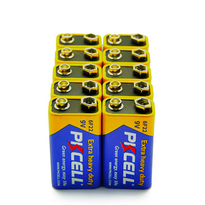 PKCELL 9v方块电池6f22 九伏方形一次性话筒碳性叠层干电池10节装