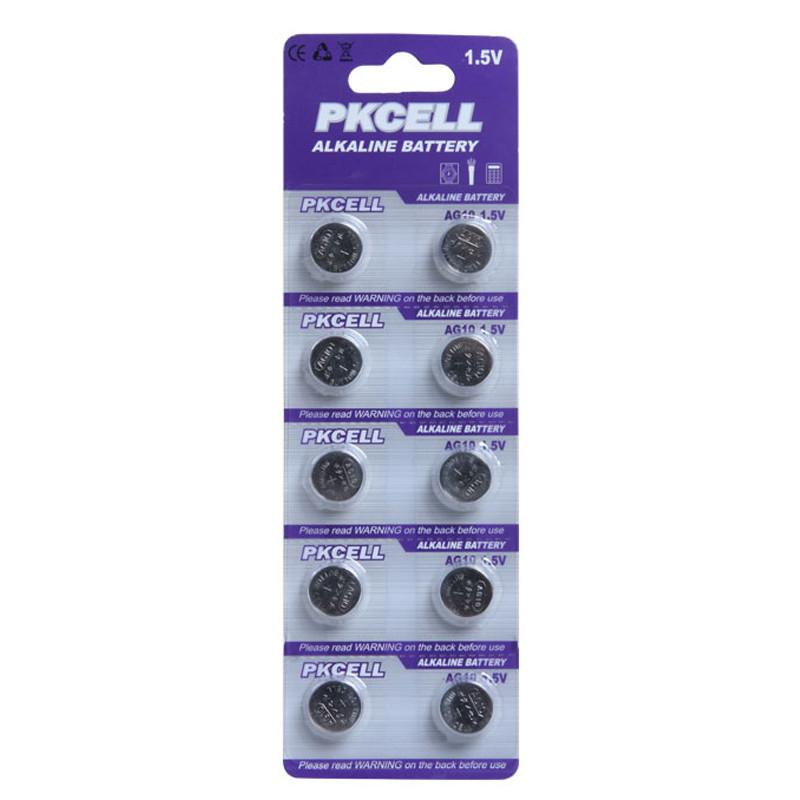 PKCELL AG10 纽扣电池 1.5V碱性玩具扣式电池 电量持久（10粒装）