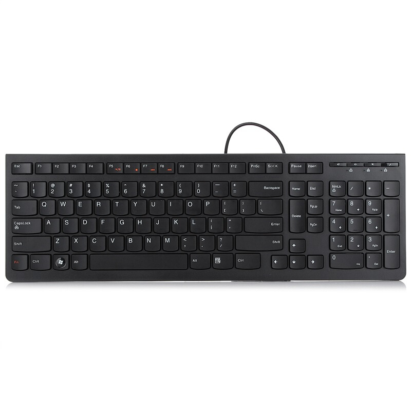 联想(lenovo) 有线键盘 K5819 巧克力 薄键盘 笔记本外接USB电脑 键盘 黑色