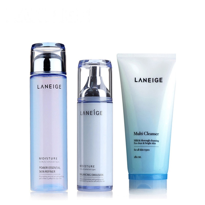 兰芝 Laneige 水库水酷水凝透润 面部护肤套装礼盒 乳120ml+水200ml+洁面180Ml 滋润型 女士韩国