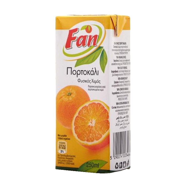 【中粮我买网】Fan纯果芬橙汁250ml（塞浦路斯进口 盒）