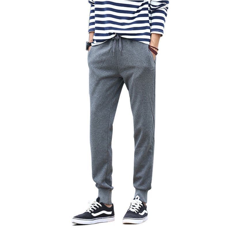 豪客虎2018新款时尚休闲男卫裤针织束脚哈伦裤修身收口小脚运动男裤