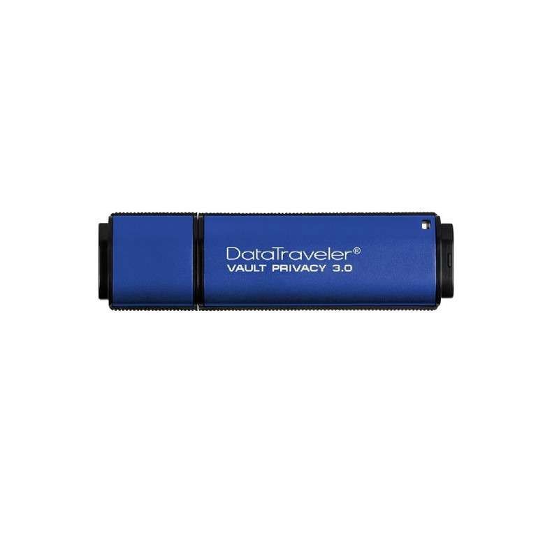 金士顿(Kingston) DTVP30 8GB 加密 USB3.0 U盘 256位AES硬件加密优盘8g金属闪存盘蓝色