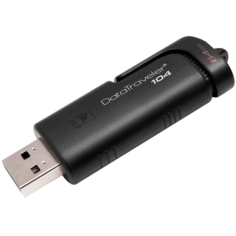 金士顿(KINGSTON)U盘64gu盘USB2.0 DT104 64GB 商务办公U盘64g 推拉式 优盘黑色新品