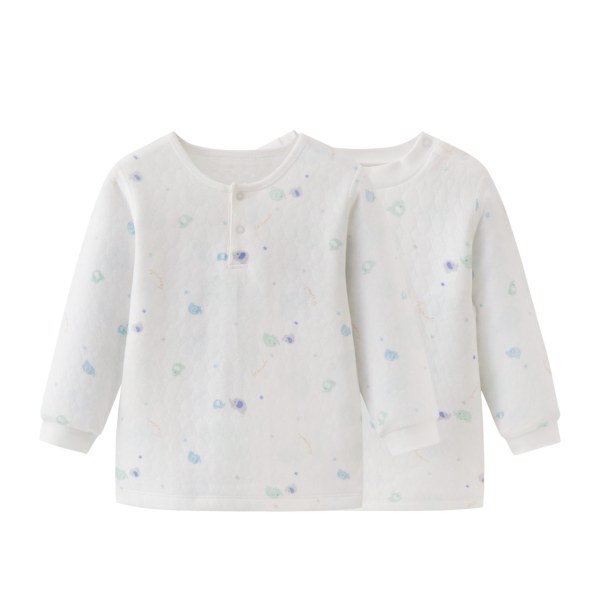 丽婴房童装 男女童精梳棉空气层保暖两粒扣内衣加厚半高领上衣冬