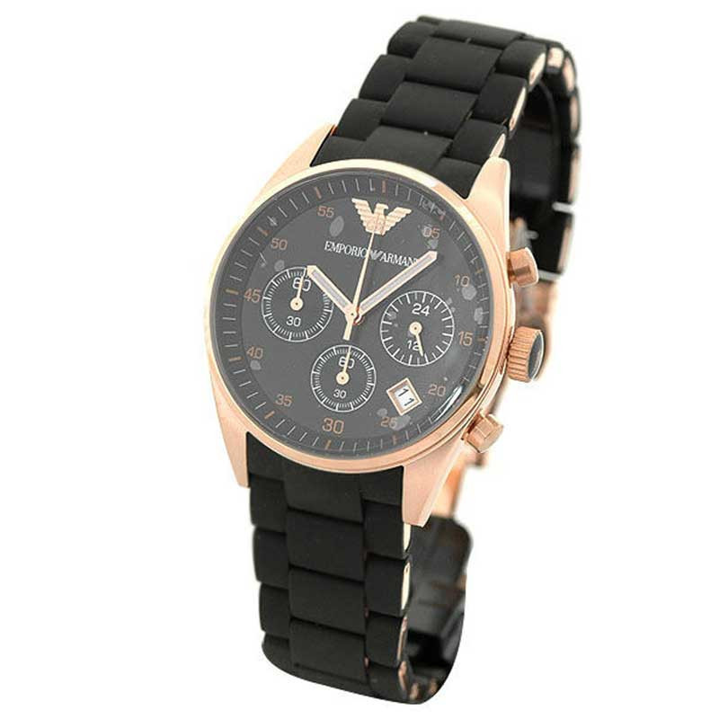 阿玛尼Armani 时尚三眼橡胶情侣女表 AR5906