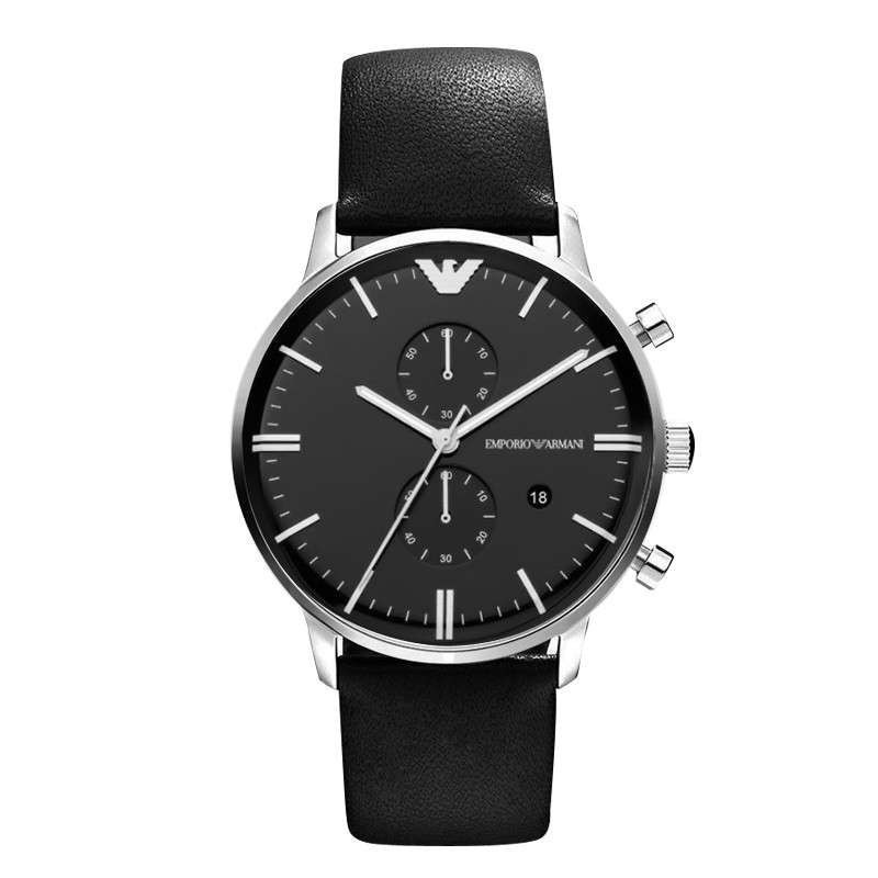 Armani/阿玛尼商务男表双眼大表盘男士手表防水双眼皮带手表男AR0385
