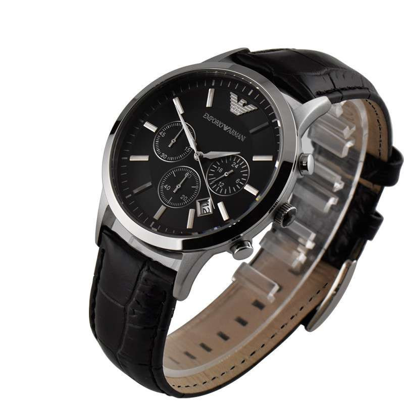 Armani/阿玛尼男表 时尚休闲商务男士手表 个性皮带三眼多功能石英表 炫酷时装表 AR2447