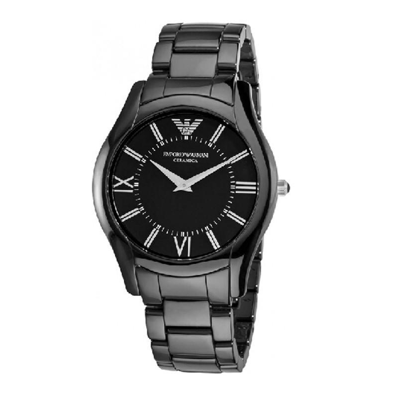 EMPORIO ARMANI阿玛尼简约双针罗马刻度陶瓷石英男表 休闲时尚商务男士手表AR1440