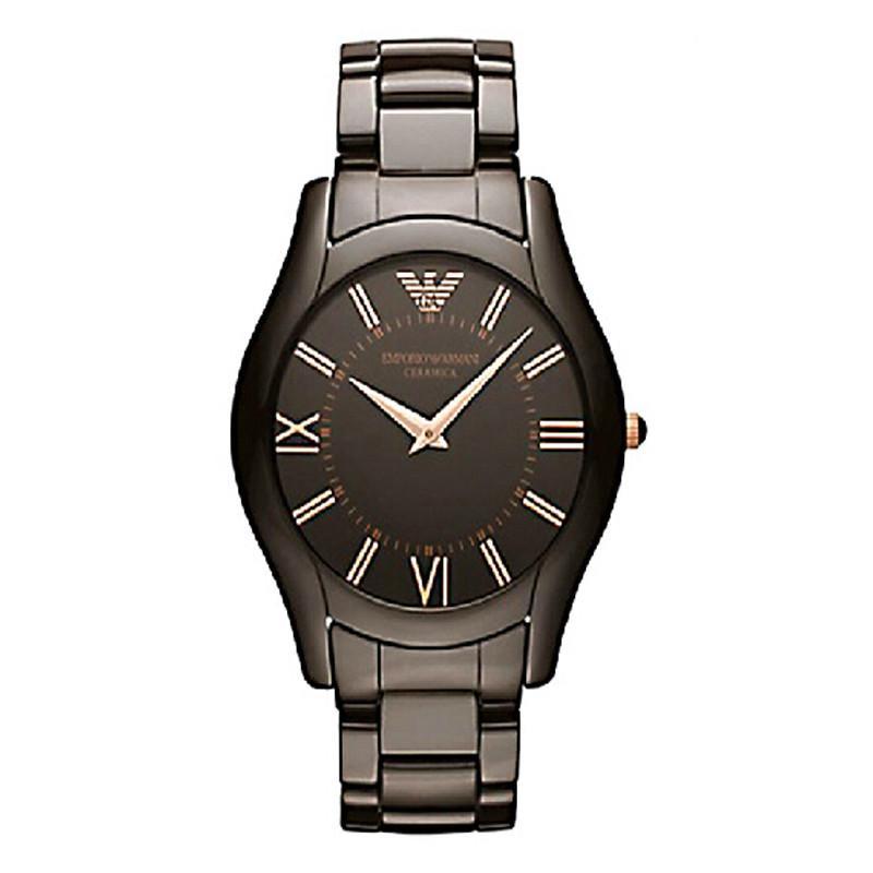 EMPORIO ARMANI阿玛尼简约双针罗马刻度陶瓷石英男表 时尚休闲商务男士手表腕表AR1444
