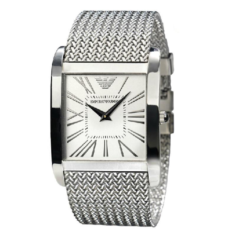 EMPORIO ARMANI阿玛尼简约双针方形石英男表 钢带时尚休闲商务男士手表腕表AR2014