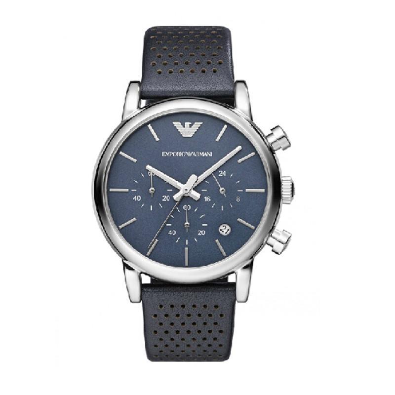 EMPORIO ARMANI阿玛尼优雅名仕多功能皮带男表 蓝色休闲商务男士石英手表腕表AR1736