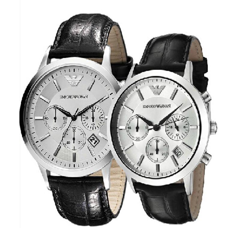 EMPORIO ARMANI阿玛尼商务休闲皮带石英情侣对表 时尚运动情侣表手表腕表AR2432 AR2436