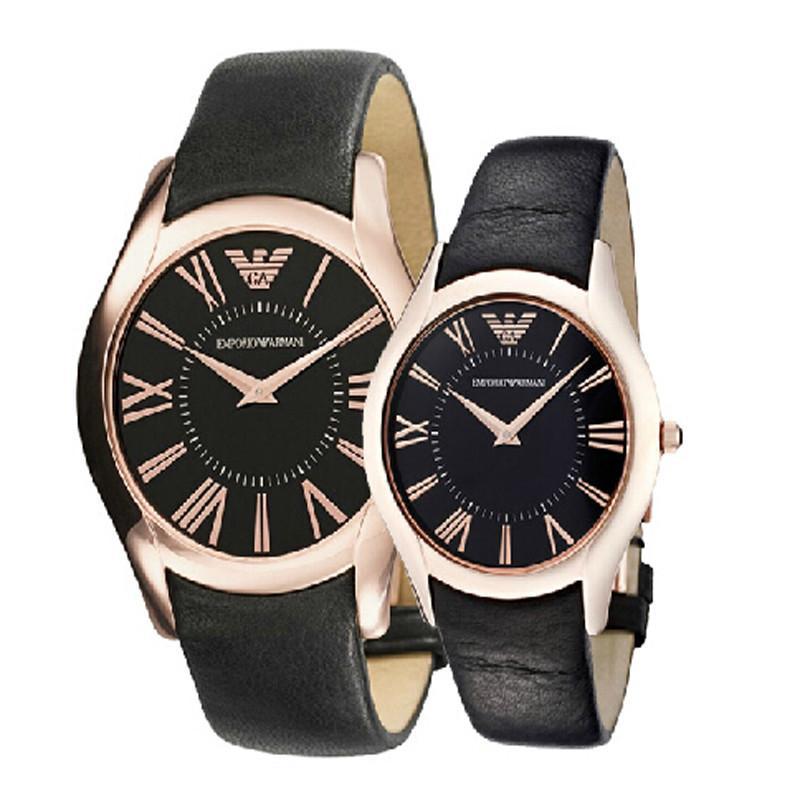 EMPORIO ARMANI阿玛尼运动休闲皮带石英情侣对表 时尚商务情侣手表腕表AR2043-AR2044