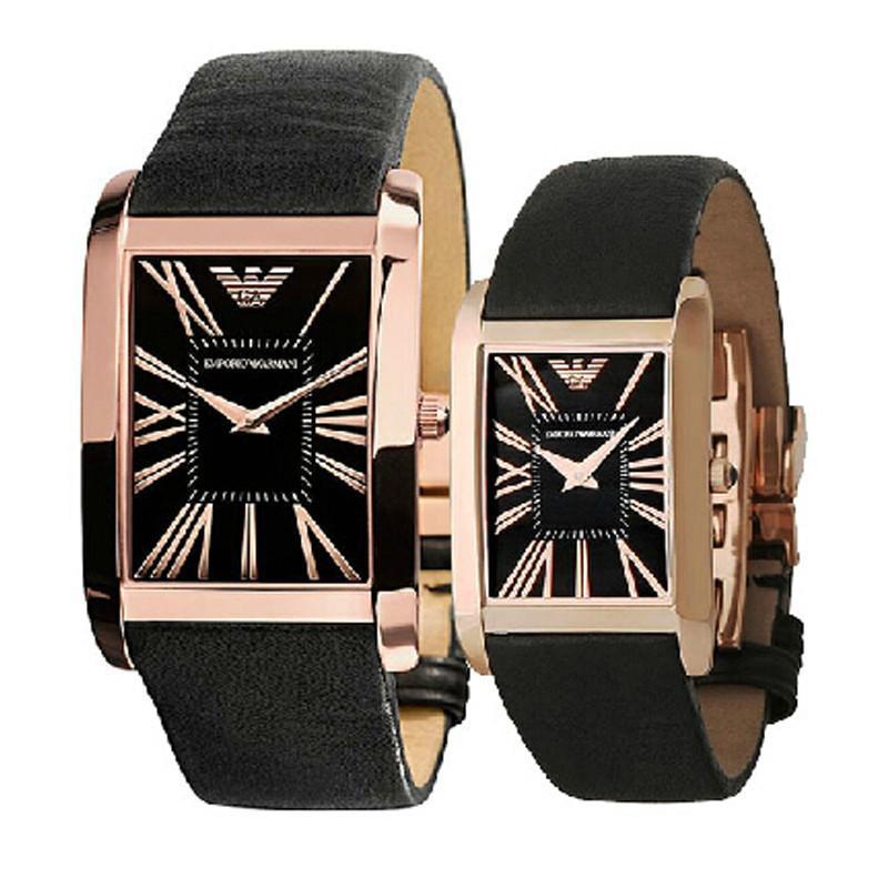 EMPORIO ARMANI阿玛尼时尚罗马刻度石英情侣对表 休闲商务情侣表手表腕表AR2034-AR2035