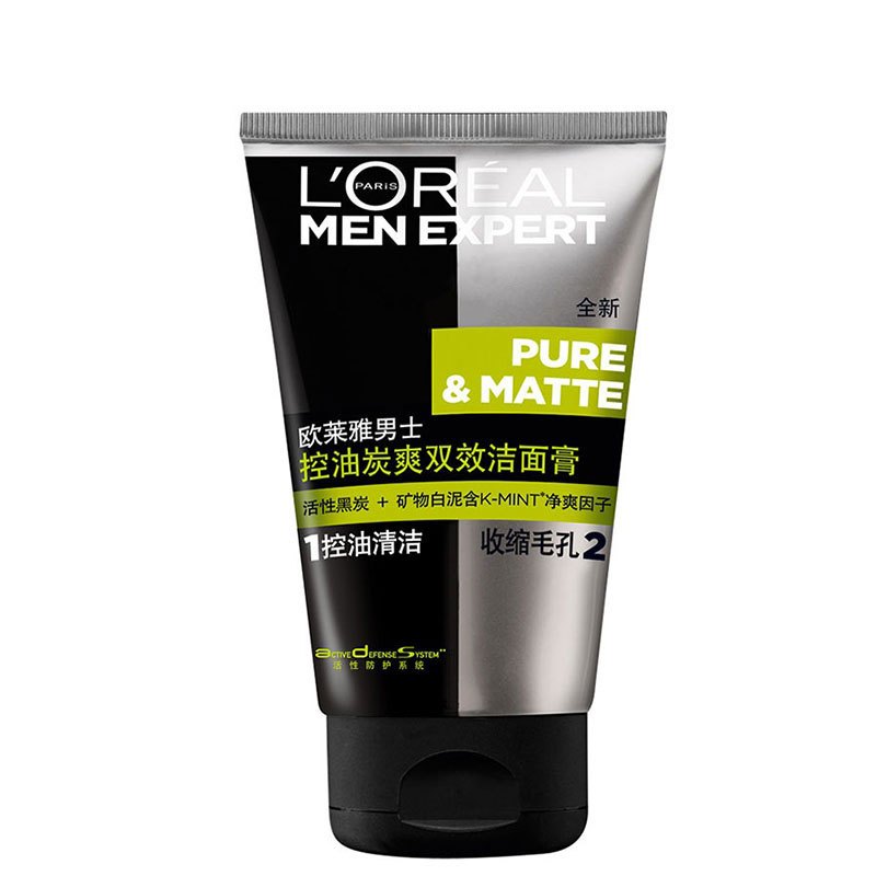 欧莱雅(LOREAL)男士控油碳爽双效洁面膏100ml