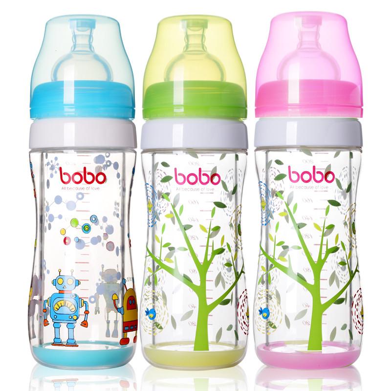 【销量领衔】乐儿宝bobo BP521 安全玻璃奶瓶 220ml 双层防摔玻璃奶瓶宽口径奶瓶