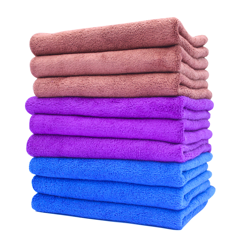好欢洗纤维抹布清洁毛巾素色毛巾擦玻璃清洁布68*29cm大尺寸10条实惠装颜色随机发