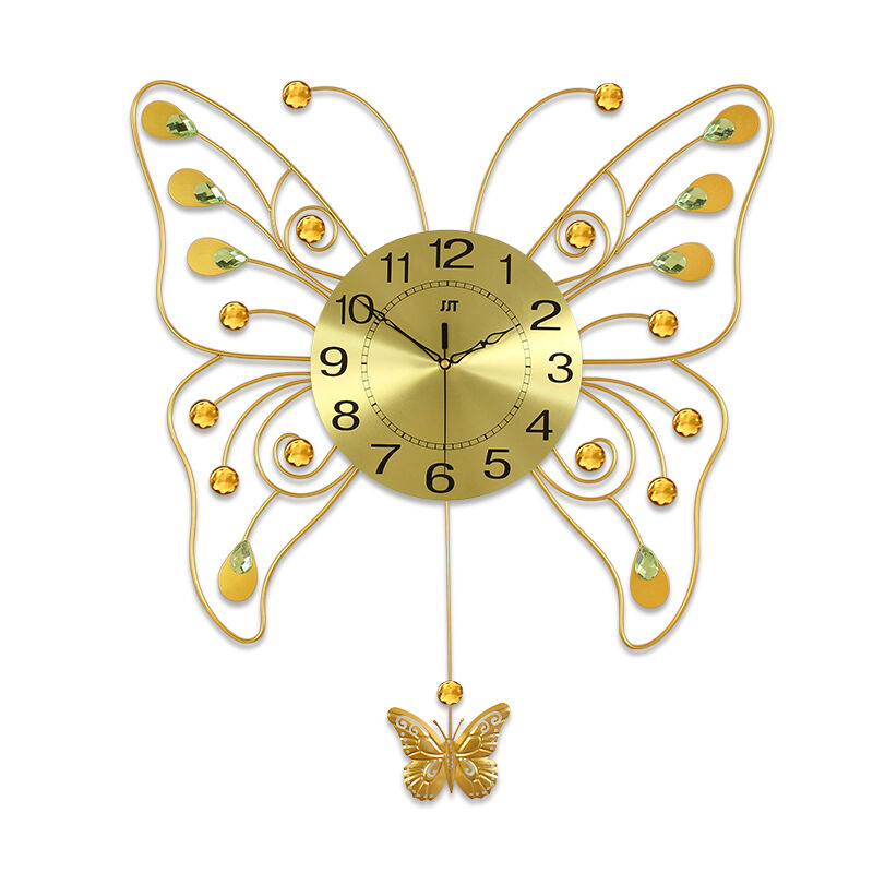 久久达创意挂钟 客厅现代简约个性艺术欧式 卧室静音钟表时钟石英钟挂表 20英寸金色