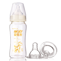 爱得利IVORY玻璃奶瓶不带吸管晶钻奶瓶宽口径新生儿宝宝奶瓶240mL Y1023