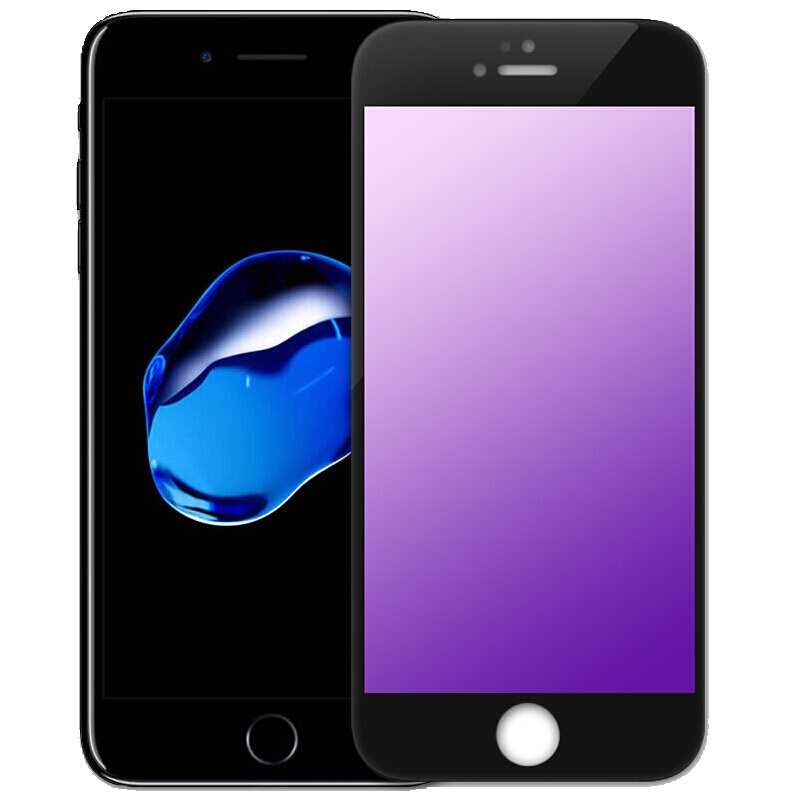 送手机壳]溪特 苹果iphone7手机膜(抗蓝光)碳纤维软边不碎边全覆盖钢化玻璃膜(4.7英寸)原装高清防刮保护贴膜黑色