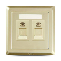 ABB开关插座 德逸珍珠金 二位双电话插座AE322-PG