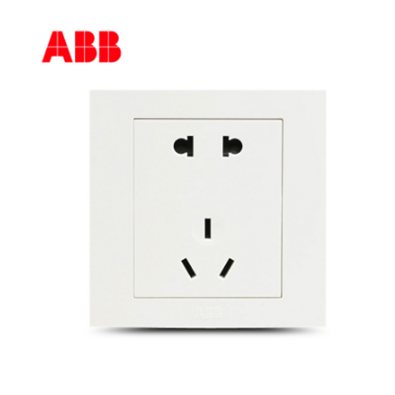 ABB开关插座 永致雅白 正五孔插座86型墙壁暗装电源插座面板AH205