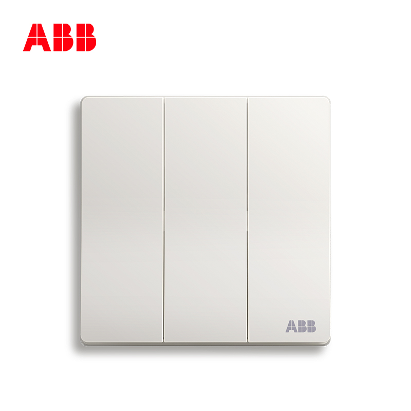 ABB开关插座 轩致无框 雅典白色 三位三开三联双控开关面板AF121