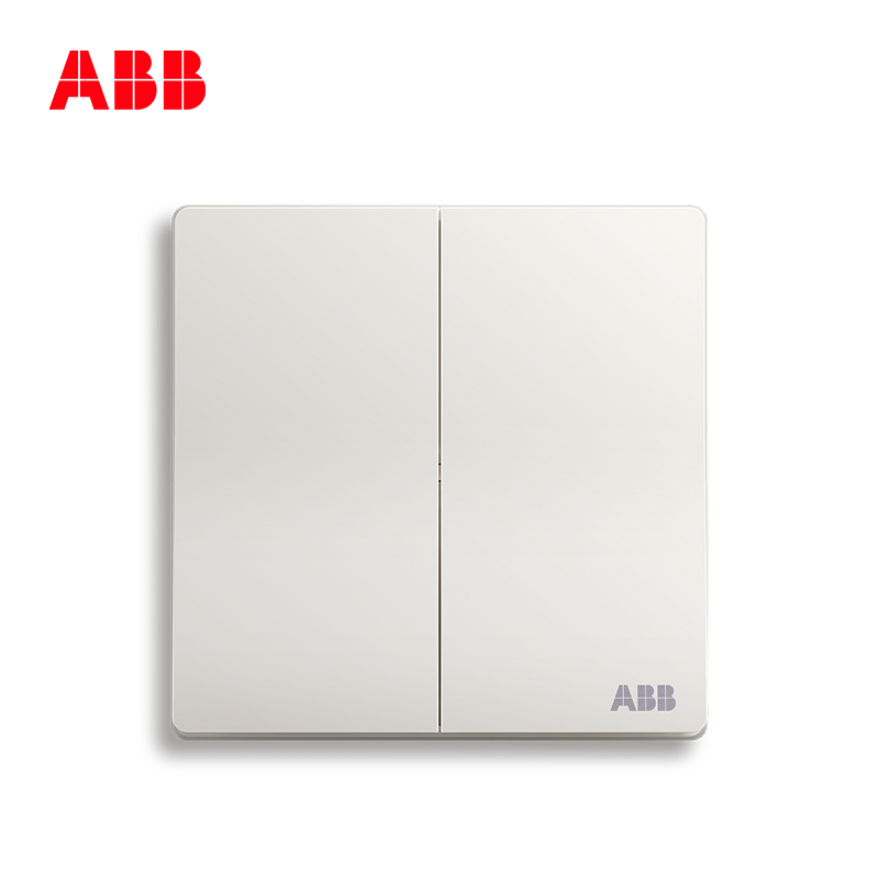 ABB开关插座 轩致无框 雅典白色 二位二开单控开关面板AF122