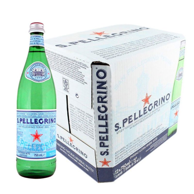 S.Pellecrino 圣培露 含气天然矿泉水 750ml*12玻璃瓶 大瓶装 意大利进口
