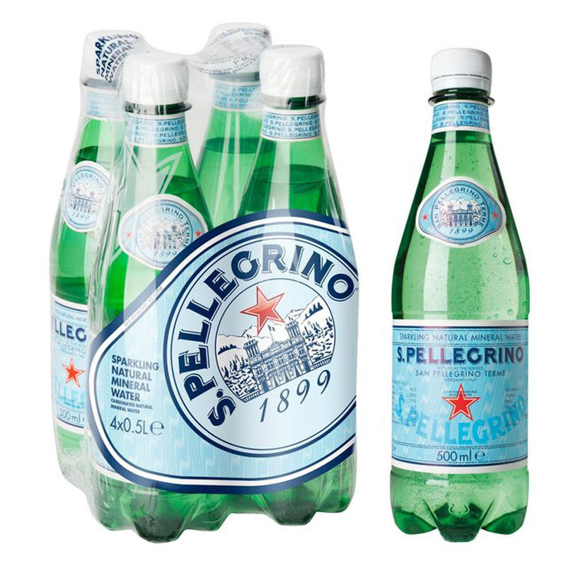S.Pellecrino 圣培露 含气天然矿泉水 气泡水 500ml*6塑料瓶 意大利进口