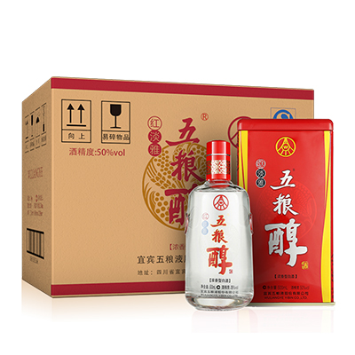 五粮液股份公司 五粮醇 红淡雅 透明瓶 整箱装 50度 500ml*6 婚庆喜酒 浓香型白酒