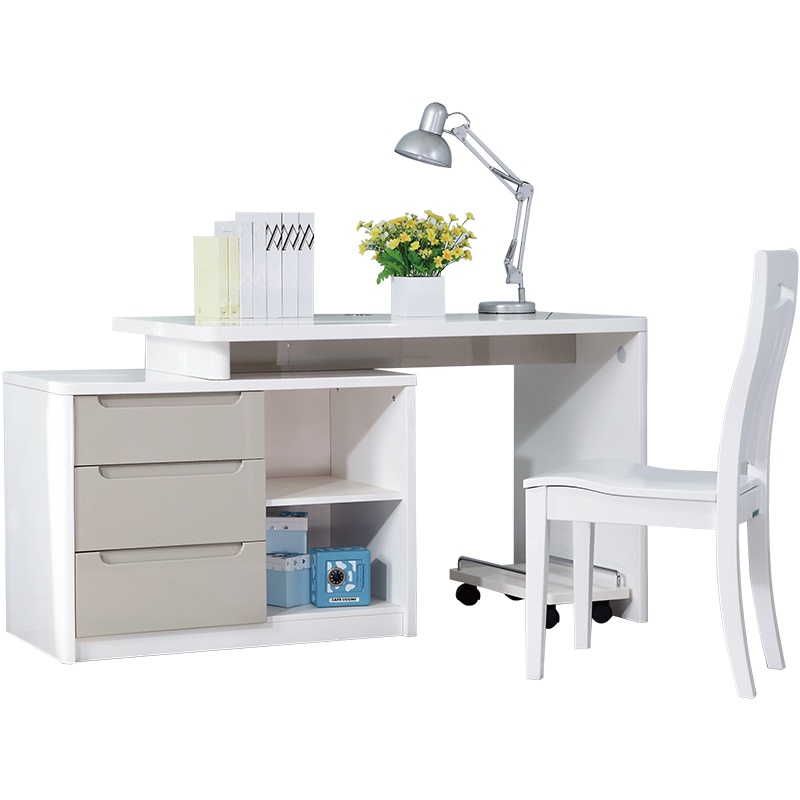 全友家居 书房家具白色可伸缩书桌 卧室电脑桌台式写字台 简约现代人造板120321