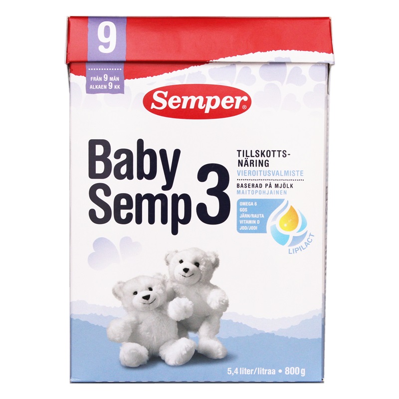 非直邮瑞典原装进口Semper森宝婴幼儿配方奶粉3段适合 9-12个月宝宝丹麦奶源 800克/每盒