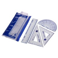 金万年 学生绘图套尺三角尺+直尺+量角器 G-6316 4支/套