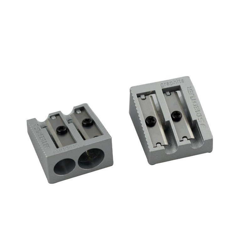 施德楼(STAEDTLER) 双孔削笔器 转笔刀 削笔刨 铅笔刀 卷笔刀 510 20 金属银色