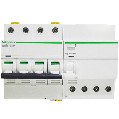 施耐德电气（Schneider Electric）断路器空气开关 A9 IC65N小型总开关 4P带漏电保护 32A