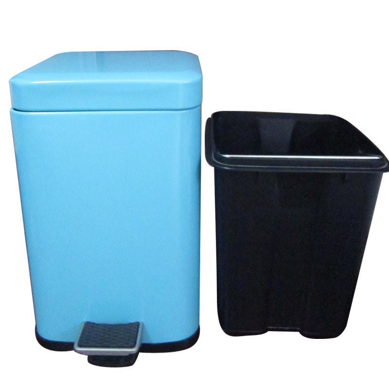建新 JIANXIN 6L不锈钢方盖蓝色脚踏垃圾桶 6L蓝色家居垃圾桶 J504-B