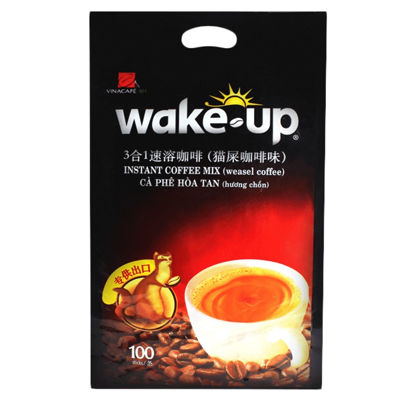 Wake-up威拿咖啡 越南进口三合一速溶咖啡粉1700克/袋 猫屎咖啡味 学生办公室提神囤货大包装 共100条