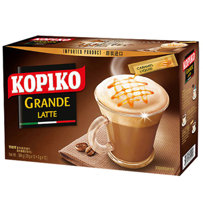 印尼原装进口kopiko可比可拿铁咖啡意式三合一咖啡粉 速溶咖啡提神冲饮24盒装可比克咖啡