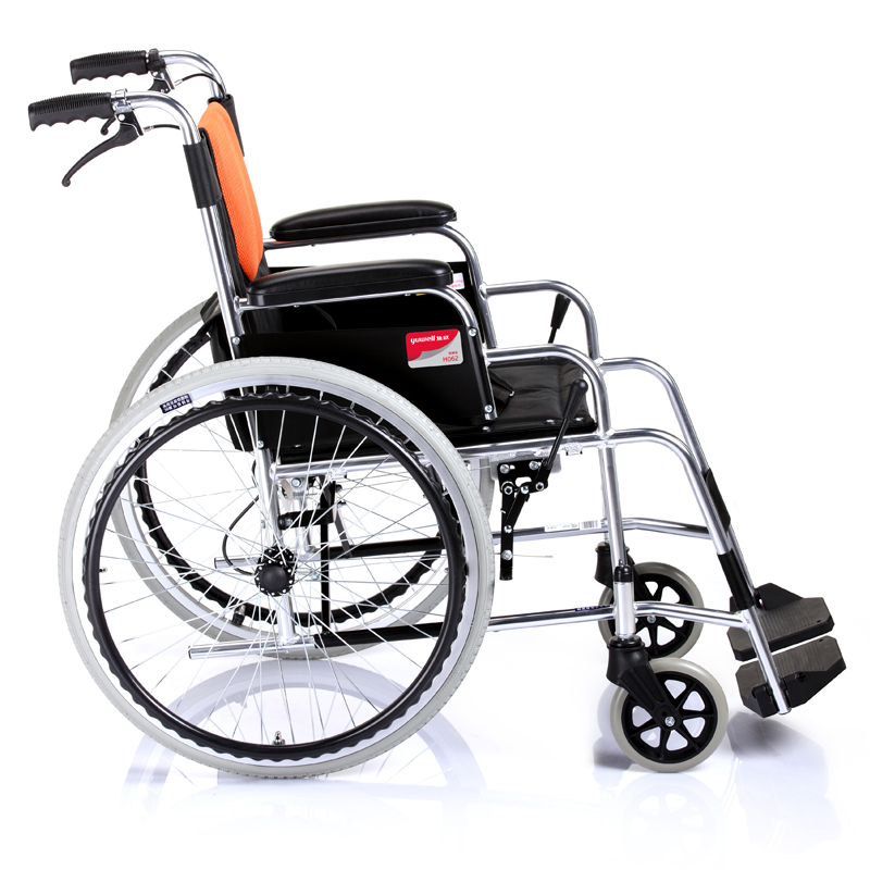 鱼跃轮椅车H062铝合金 轻便可折叠 带手刹 普通轮椅结实耐用助行鱼跃YUWELL