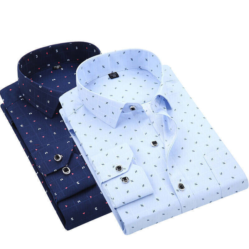 【买一送一】古仕卡特GUSSKATER春装新款衬衫男新款秋装男士修身长袖衬衫男条纹休闲商务衬衣C01【BT】