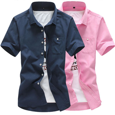【买一送一 99元2件】古仕卡特GUSSKATER春装新款短袖衬衫男装夏季上男士韩版修身纯色免烫休闲短袖衬衣男