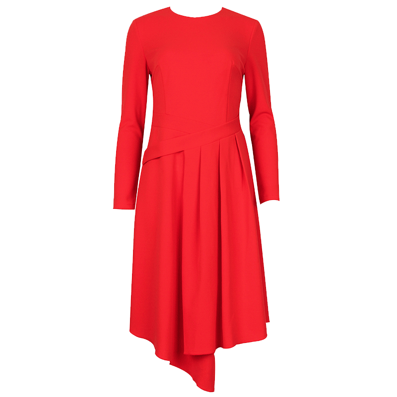 贝瑞英格2017春季装新款连衣裙气质修身红色长袖针织a字中裙子女