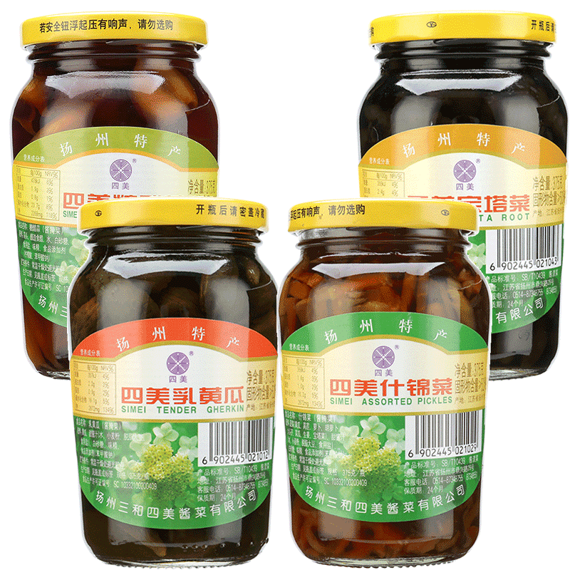 四美酱菜什锦菜酱瓜腌乳黄瓜咸菜脆甜早餐配菜扬州特产下饭菜瓶装1500g