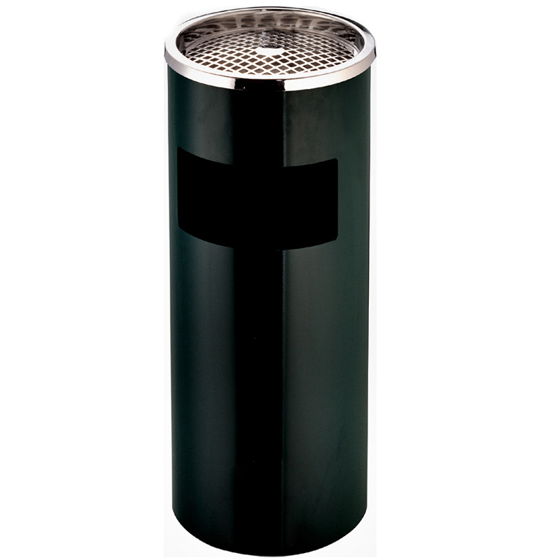 祝源酒店宾馆收纳清洁工具大堂楼道电梯用烟灰桶砂纹钢 圆形不绣钢垃圾桶 GPX-12B 黑色