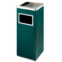祝源酒店宾馆收纳清洁工具大堂楼道电梯用烟灰桶砂纹钢 方形不绣钢垃圾桶 GPX-25 墨绿色