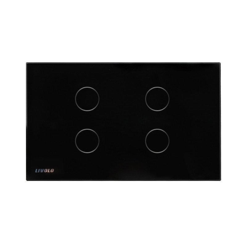 Livolo开关118触摸开关智能家居产品/长方形C8黑色触摸单控四开