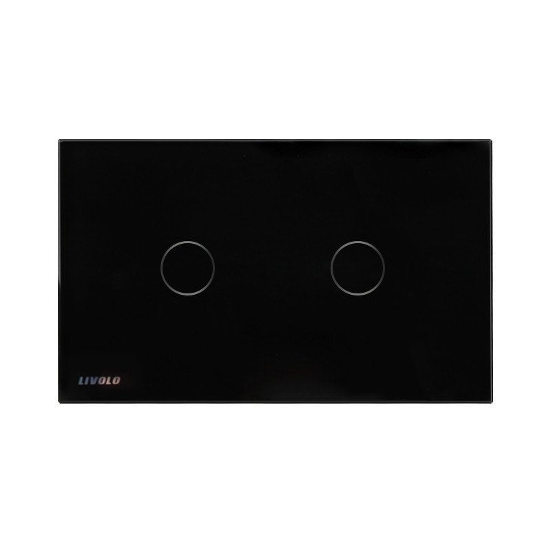 Livolo开关118触摸开关智能家居产品/长方形C8黑色遥控单控二开