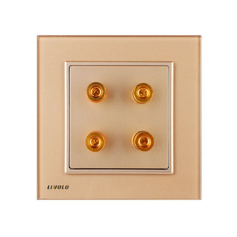 两位四孔 音响插座 超薄面板 钢化玻璃材质